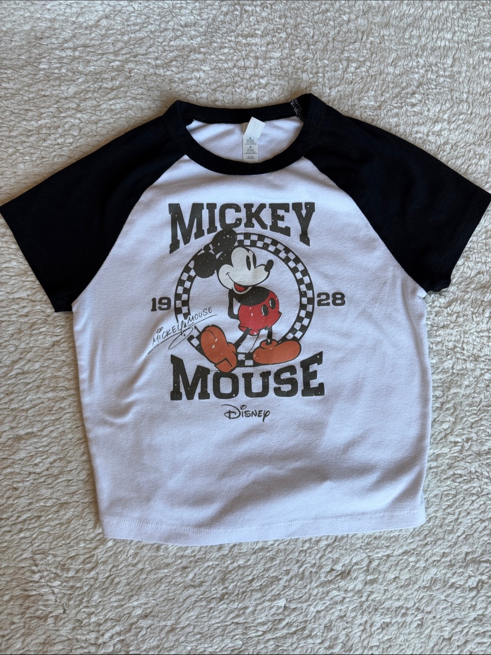 Disney Mickey Mouse Black & White Raglan Baby Tee